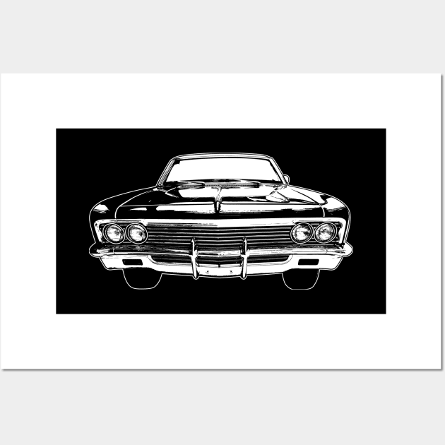 White 1966 Chevy Impala SS Sketch Art Wall Art by DemangDesign